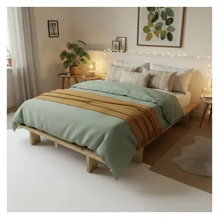 TUGA-Holztech Massivholzbett Holzbett Japanbett Naturholzbett 140x200 Zirbe Zirbenbett Doppelbett, Größen B=80 90 100 120 140 160 180 200cm L=200 220cm Fichte, Zirbe 140 cm x 200 cm