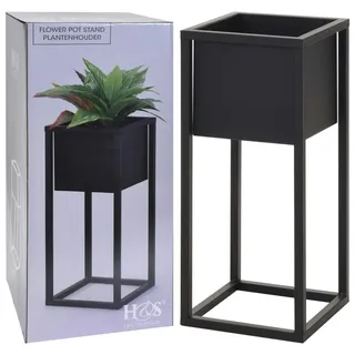 H & S Collection H&S Collection Blumentopf mit Ständer Metall Schwarz 50 cm