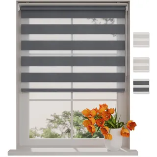 DTCH® Doppelrollo klemmfix ohne Bohren 100 x 150 cm (BxH) Grau lichtdurchlässig, fensterrollo innen ohne Bohren, rollos für Fenster, Rollo 100 cm breit, Duo Rollo, klemmrollo, klemmfix-doppelrollo