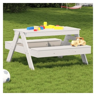 vidaXL Gartentisch Picknicktisch für Kinder Weiß 88x97x52 cm Massivholz Kiefer (1-St) weiß