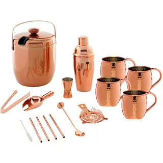 Cocktail Shaker Set 16-teilig aus Edelstahl Barkeeper Set mit Messbecher - Cocktailshaker Bar Zubehör Set, Stößel,Eisbehälter und Zubehör für perfekte Cocktails mischen getränken