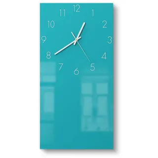 DEQORI Wanduhr 'Unifarben - Türkis' (Glas Glasuhr modern Wand Uhr Design Küchenuhr) grün 30 cm x 60 cm