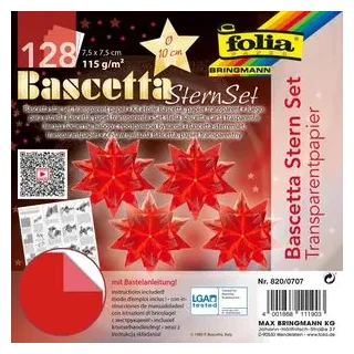 Folia Bascetta Stern Bastelset Transparent rot 7,5 x 7,5 cm 128 Blatt