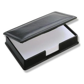 Läufer Zettelbox 34016 Modena, schwarz, gefüllt mit 200 Notizzetteln, Echt Leder