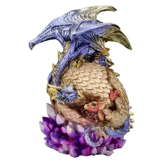 Figuren Shop GmbH Dekofigur Drachen Figur – Kristallwächter Statue Fantasy Skulptur 18cm Dekofigur