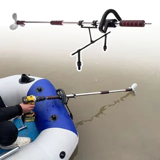 Aussenborder Elektromotor Akku-Bootsmotor für Den Außenbereich, Handbetriebener Propeller für Schwimmreifen für Kajaks, Angelboot-Trolling-Motor mit Handgriff(With Kayak Stand,L-125cm(49 1/4"))