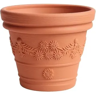 BirnePower Blumentopf Massiv Ø 39cm (19L) – Pflanzkübel Kunststoff Terrakotta Optik, Blumenkübel Wetterfest & Frostsicher für Garten, Balkon & Innen (Vintage Design)