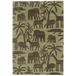 Africa Handtufted Teppich - Hellgrün / Dunkelgrün 160x230