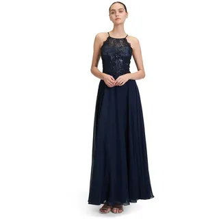 Vera Mont Abendkleid rückenfrei Spitze Blau 46