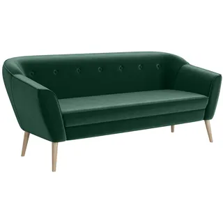 MEBLINI Mini Sofa 3-Sitzer für Wohnzimmer - Mini Lounge für DREI Personen - Küchensofa - Sofa Klein - Doris - 3 - Grün Samt