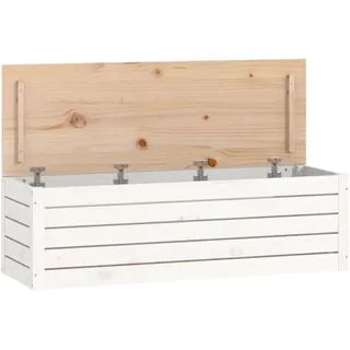 vidaXL Truhe, Aufbewahrungsbox mit viel Stauraum, Aufbewahrungstruhe mit Deckel, Werkzeugkasten Holzbox Holztruhe, Weiß Massivholz Kiefer