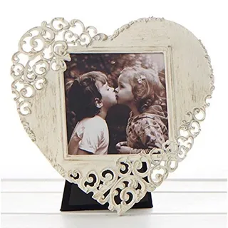 Mrs Hendersons Attic Old Creme Spitze-Herz-Foto-Rahmen 3x3