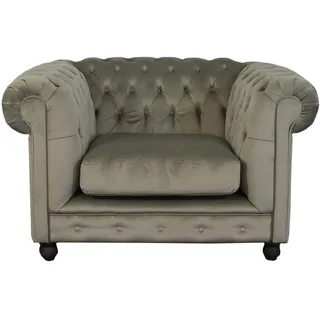Chesterfield Sessel grau Microfaser Clubsessel Loungesessel Landhaus Vintage