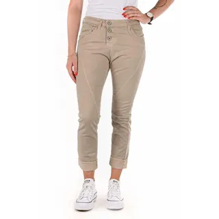 Please P78 N3N Damen Hose – Boyfriend Fit – Baumwollhose mit Stretch – Mid Waist – Medium Taupe - M