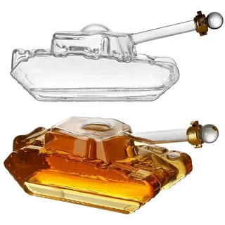 LuxusKollektion Dekanter Panzer Karaffe 1000ml Whisky/Wein mit Gläsern weiß