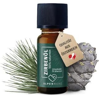 Alpenherz Zirbenöl 30 ml - 100% naturrein, ätherisches Zirbelkieferöl aus Österreich für Duftöl Raumduft Duftlampe Zirbenwürfel Diffuser Zirbe Lufterfrischer Zirbelkiefer Öl Geschenke