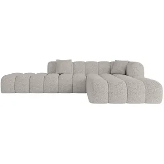 altdecor Eckcouch Samt 6-Sitzer Hellgrau