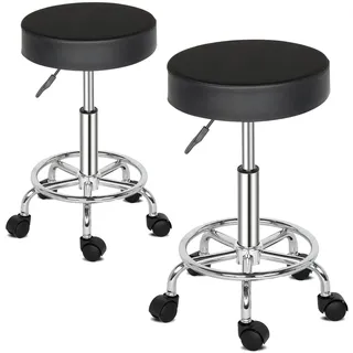 tactfire Rollhocker Arbeitshocker Drehhocker Höhenverstellbar 360° Drehbar Bürohocker Drehhocker für Büro Salon Massage Spa (2,