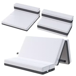 TeQsli Gel Faltmatratze 15 cm Höhe, Klappmatratze 75×200, 4-teilige Gästebett & 3-in-1 Schlafsofa mit waschbarem und abnehmbarem Bezug, Klappbett mit Öko-Tex & CertiPUR Zertifiziert