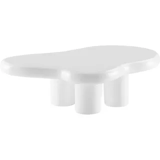 SalesFever Couchtisch | wolkenförmig | Tischplatte matt lackiert | Fiberglas | B 123 x T 89 x H 35 cm | weiß