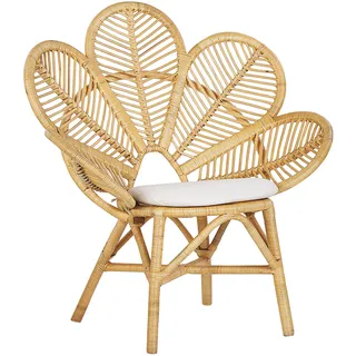 RATTANSTUHL natürlich Auflage beige Pfauform Florentine