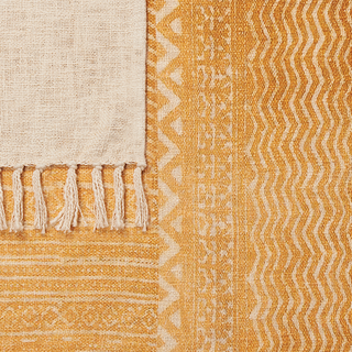 Decke Baumwolle senfgelb 130 x 180 cm geometrisches Muster FIROZABAD