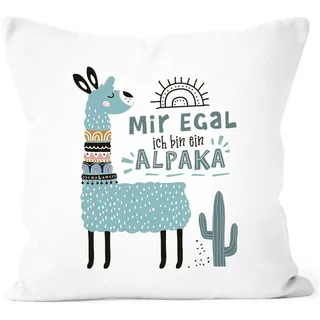 SpecialMe Dekokissen Kissen-Bezug Mir egal ich bin ein Alpaka - Alpaka-Motiv Lama Geschenk weiß
