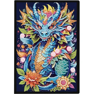 DCIDBEI Diamond Painting Tagebuch mit Strasssteinen A5 Blanko 5D Diamant Painting Notizbuch Drachen Diamond Painting Notizbücher Tiere Skizzenbuch A5 Diamant Malerei Diary Journal Notebook