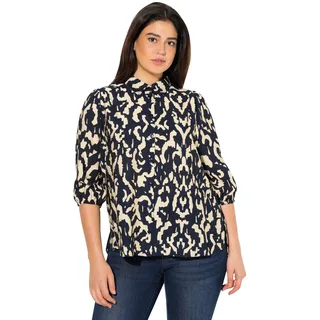 Ulla Popken Damen große Größen Übergrößen Plus Size Bluse, Oversized, Hemdkragen, 3/4-Arm, hinten länger helles Champagner 62+ 831553150-62+ - 62-64