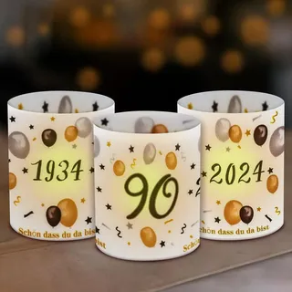 Uixxducc 12 Windlicht Tischdeko Geburtstag, Happy Birthday Deko Windlicht Tischdeko Black Gold Geburtstag TischdekorationMann Mädchen Junge Geeignet Für Teelichter Oder Kerzen (90)