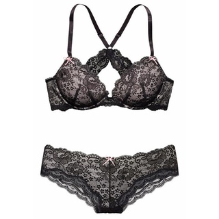 LASCANA Set: Push-up-BH Damen schwarz-rosa Gr.70A