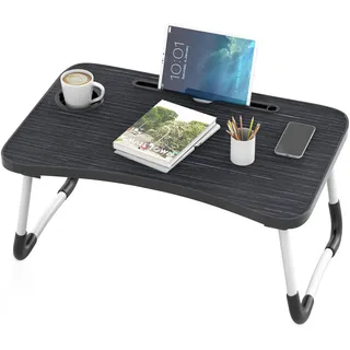 Intirilife ausklappbarer Laptoptisch in Schwarz, Notebook Ständer, Schwarz
