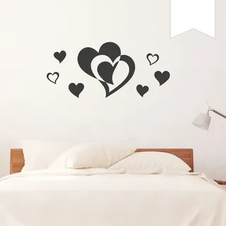 WANDKINGS Wandtattoo - Doppelherz mit 6 Herzen im Set - 40 x 18 cm - Weiß - Wähle aus 5 Größen & 35 Farben