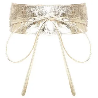 malito more than fashion Hüftgürtel malito Damen Taillengürtel, Echtleder Bindegürtel, breiter Wickelgür Bindegürtel zum Schnüren goldfarben