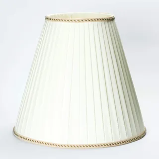 Großer Ersatz Lampenschirm 56cm Stoffschirm mit Aufnahme oben 12mm Schirm Stoffschirm creme mit brauner Borte