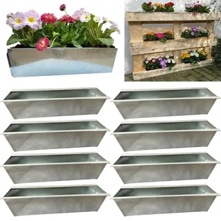 8er Set Zink Paletten Blumenkästen Balkonkästen Einsatz für Europaletten 38 cm