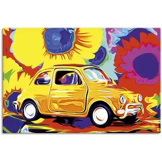 Wandbild ARTLAND "Fiat 500" Bilder Gr. B/H: 60 cm x 40 cm, Leinwandbild Auto Querformat, 1 St., bunt Kunstdrucke als Alubild, Leinwandbild, Wandaufkleber oder Poster in versch. Größen