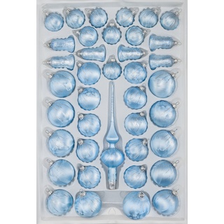 39 TLG. Glas-Weihnachtskugeln Set in Ice Blau Silber Regen- Christbaumkugeln - Weihnachtsschmuck-Christbaumschmuck