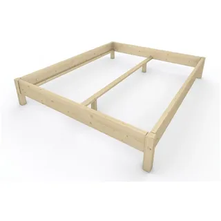 TUGA-Holztech Massivholzbett Holzbett Naturholzbett 180 x 220 cm 38 cm Bettgestell ohne Kopfteil, Br 70 80 90 100 120 140 160 180 200 Lg 200 220 H=38/48/58 cm 180 cm x 220 cm x 38 cm