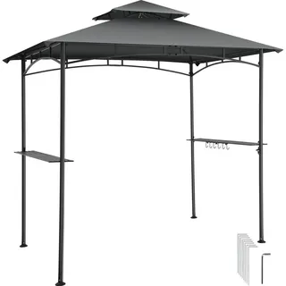 Tectake Grillpavillon 2,4 x 1,5 m inkl. 2 Seitenteile Grau