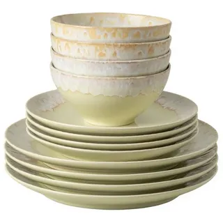 Costa Nova Geschirr-Set Taormina, Müslischale, Casafina (by Costa Nova) - Sand Yellow (12-tlg), 4 Personen, Keramik, Hohe Brenntemperaturen, porenfrei hygienisch, wärmeschockbeständig gelb