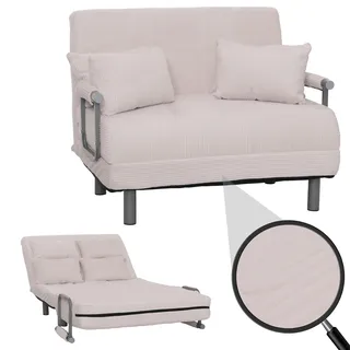 Schlafsessel MCW-K29, Klappsessel Schlafsofa Gästebett, Liegefläche 190x100cm, Stoff Cord (330g/m2) ~ creme-weiß
