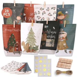 DIY Adventskalender zum Selbstbefüllen – 28 Adventskalender Tüten aus Papier mit