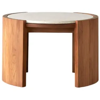 Tikamoon Couchtisch, Natur, Holz, Rund, 66x44x60 cm, Wohnzimmer, Wohnzimmertische, Couchtische