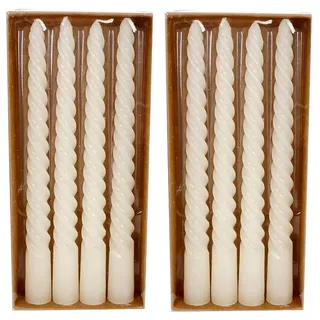 MACOSA VM091079_x2 Spiralkerzen elfenbein 8er Set 20 cm Stabkerzen gedreht creme Tafelkerzen Twist Spitzkerzen Dekokerzen Tischdekoration Deko Wachskerzen