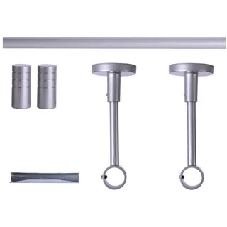Victoria M. Gardinenstange Set, 1-läufig, 140 cm, silber + Decke, Rillen-Kappe, Ø 19 mm, 1-läufig, mit Bohren, verschraubt, Aluminium, Komplettset, ein- oder zweiläufig, Wand oder Deckenmontage silberfarben Ø 19 mm x 140 cm x 140 cm