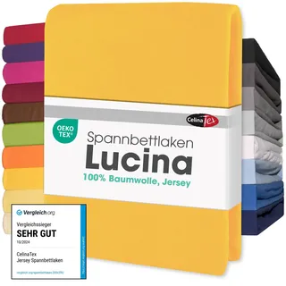 CELINATEX Jersey Spannbettlaken Lucina 140x200-160x200cm mais gelb 100% Baumwolle gekämmt bis 26cm Matratzenhöhe Spannbettbezug, Leintuch, Bettlaken, elastisch, Strech, Oeko-Tex