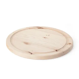 Metrie Minna-3125-Raw Küchenbrett, Buche, Rund, mit Saftrille und Henkel | 250×16 mm