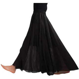 FEOYA Baumwolle Leinen Maxirock Boho Sommer Rock Double Layer Elastische Taille Faltenrock Frauen Einfarbig Langer Rock - M