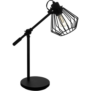 EGLO Tischlampe Tabillano 1, 1 flammige Tischleuchte Vintage, Industrial, Retro, Nachttischlampe aus Stahl, Wohnzimmerlampe in Schwarz, Lampe mit Schalter, E27 Fassung